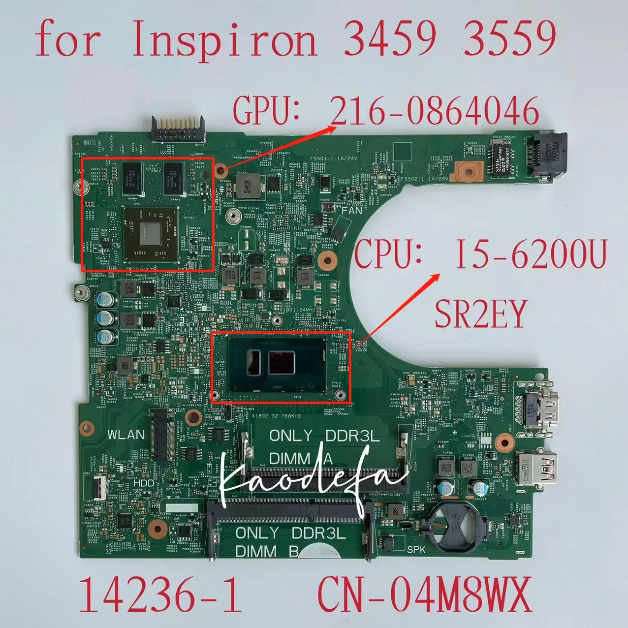 

14236-1 PWB CPWW0 CN-04M8WX 4M8WX Mainboard For Inspiron 15 3559 3459 Laptop Motherboard With I5-6200U CPU 100% Fully Test