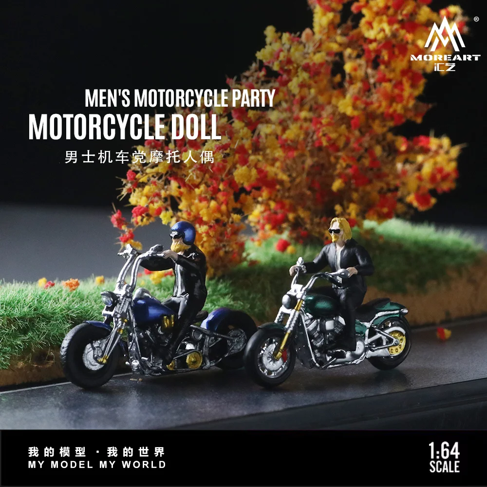 **Pre-order** More Art 1:64 Mens Motorcycle Party Motorcycle Doll AB Set Model For Display & Collection & Gift