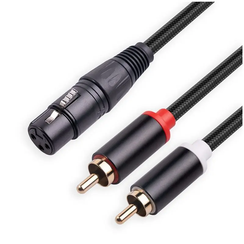 AS95 2X 3 Pin XLR Female to Dual RCA Male Y Splitter Cable for Mixer Amplifier, 1Meter