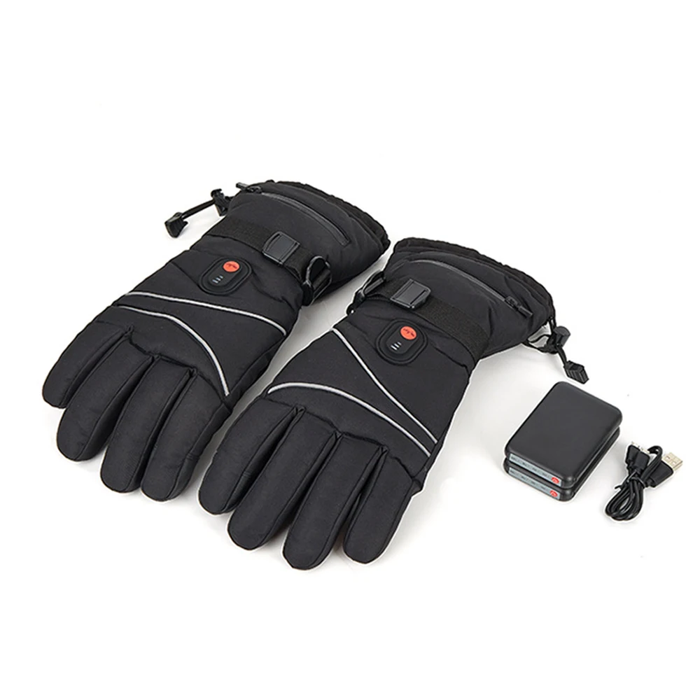 

2026USB Battery Rechargeable Insulated Leather Ski Gloves Uniform Size Winter Warm Liners Heated Gloves for Riding