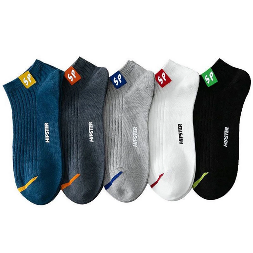 5 Pairs Men's Socks High-Quality Spring and AutumnThickened Breathable Boat Socks Low Cut Shallow Mouth Socks Men's Casual Socks