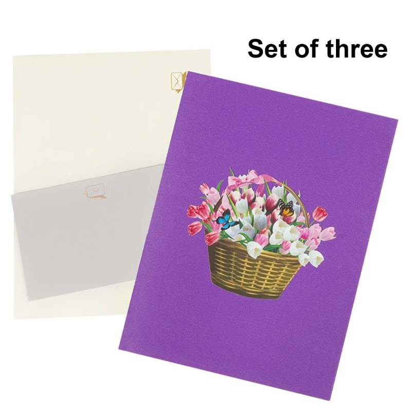 3D Butterfly Basket Card for Birthdays and Mother Day Celebration Anniversary Greeting Card with Envelope for Women