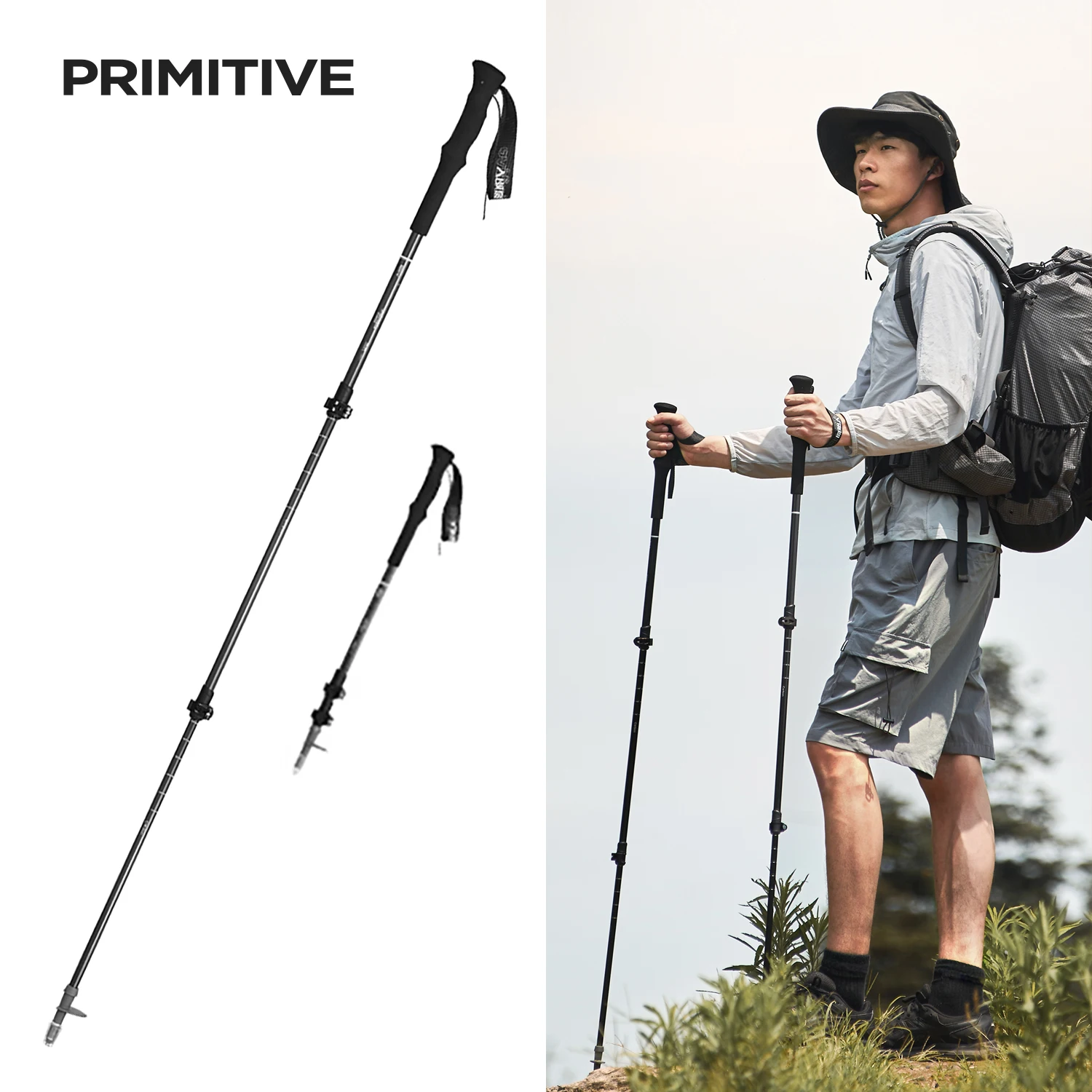 

Телескопические треккинговые палки PRIMITIVE из углеродного волокна, легкие и компактные палки для ходьбы и походов