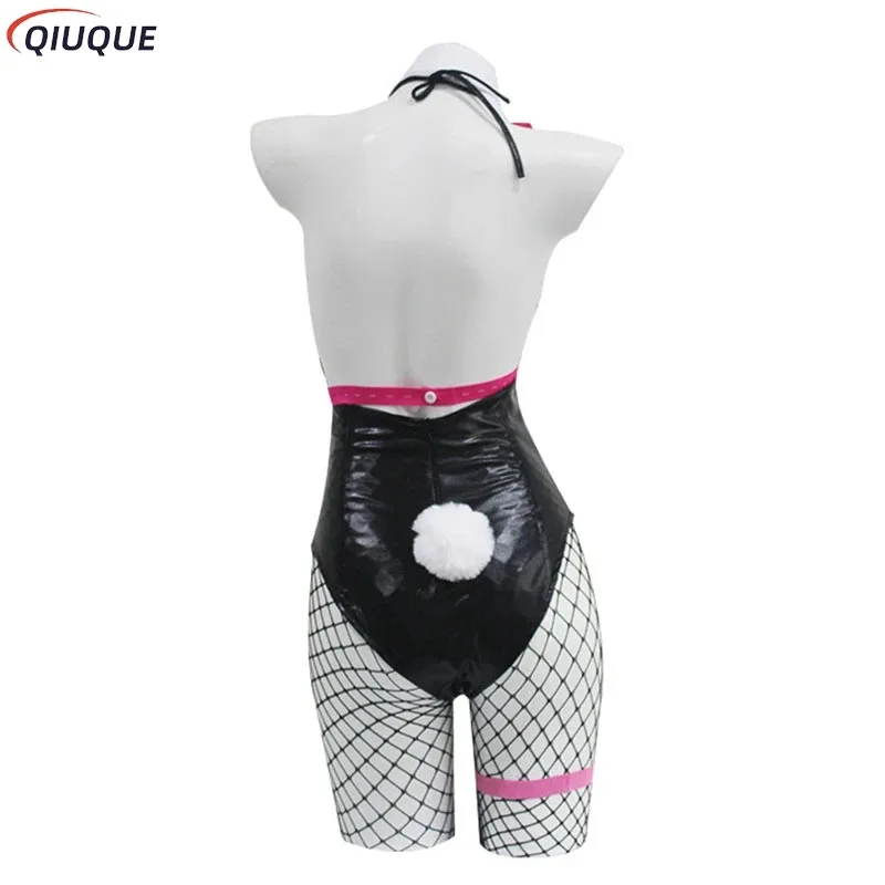 2025 11 أرنب هول فتاة زي شعر مستعار المرأة مرونة الجلود النسيج مثير تأثيري الأرنب دعوى حللا سوداء