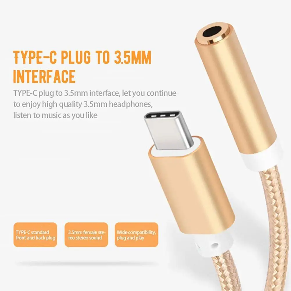 For Samsung Type-C Audio Adapter Cable To 3.5mm Jack Audio Cable Headphone Aux Adapter For Galaxy S23 Ultra Note 10+ 20 P8O6