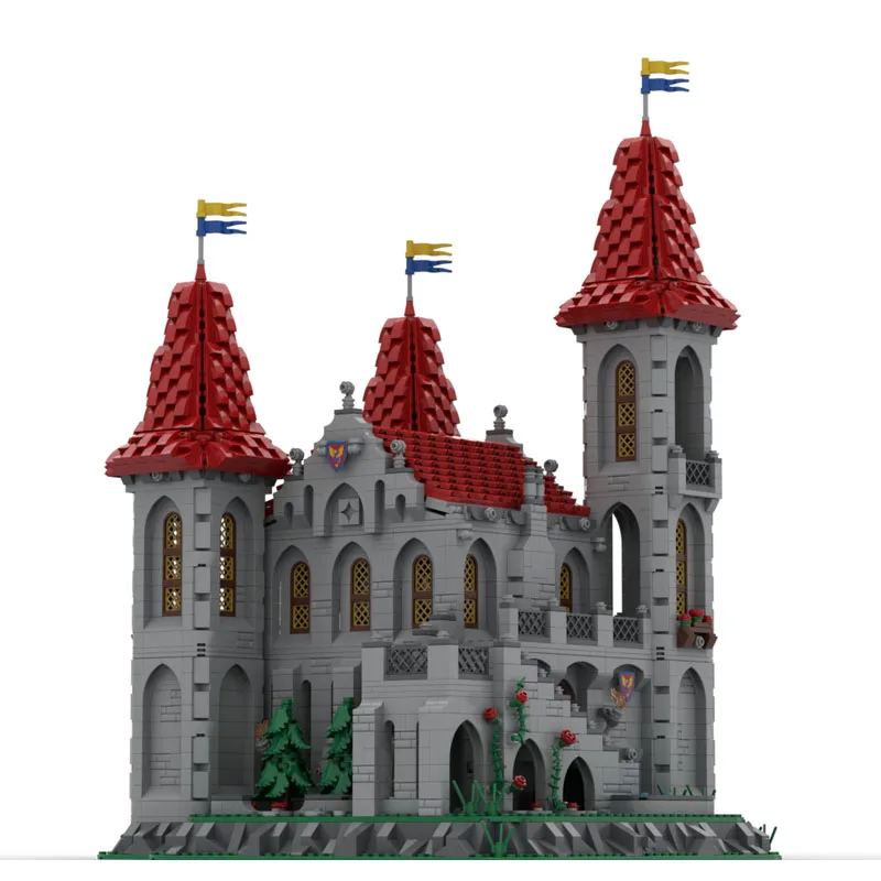 Moc blocos de construção arquitetura medieval modelo cavaleiro preto rosa castelo modular blocos de construção festival presente brinquedo diy conjunto