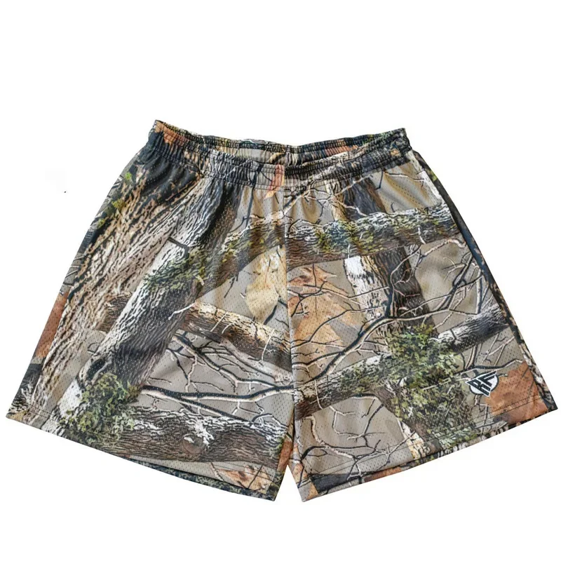 

Y2K men's quick-drying sports shorts outdoor fitness branches and leaves print shorts summer men's running casual shorts