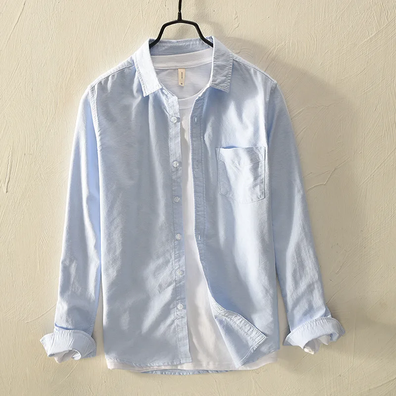 

Men's Ox Cloth Pure Cotton irt Color Casual Long Sve Loose Fit ket Design Comfortable Breathable Faionable