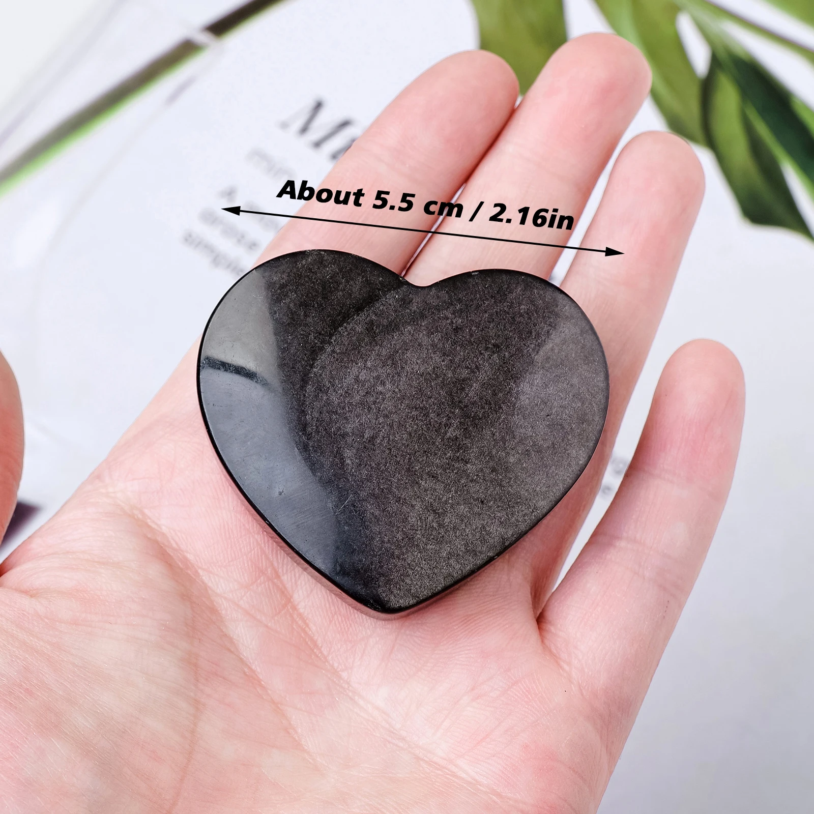 1PC Natural Crystal Quartz Silver Obsidian Palm Heart Hot Compress Stone Healing Crystal Gem Craft Gift