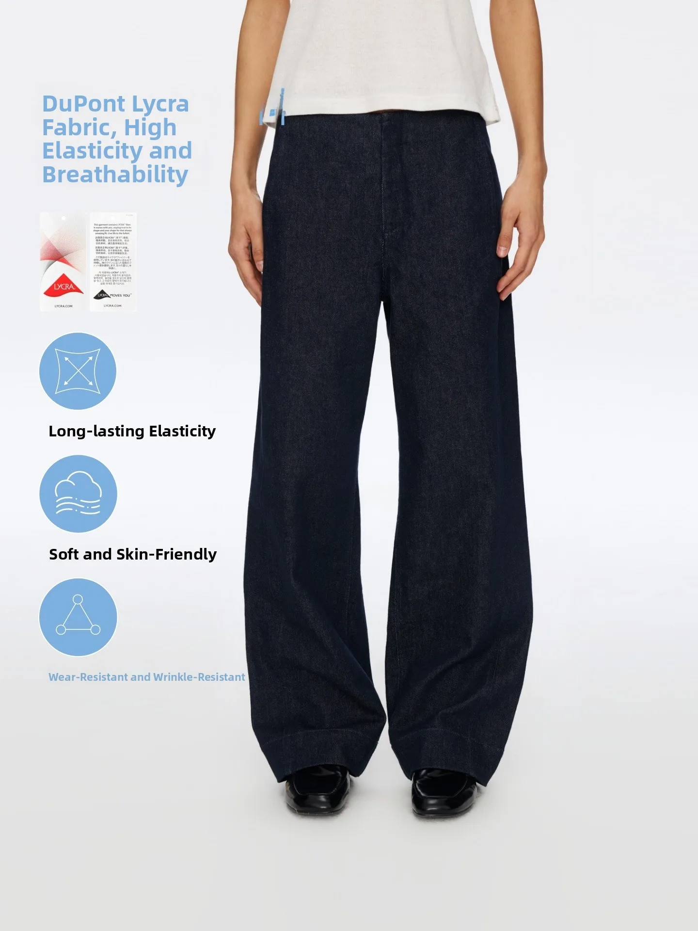 

Oneup Vintage Washed Original Denim Jeans Women's Summer Loose Wide Leg Straight Casual Pants No Waist Design Comfortable Fit