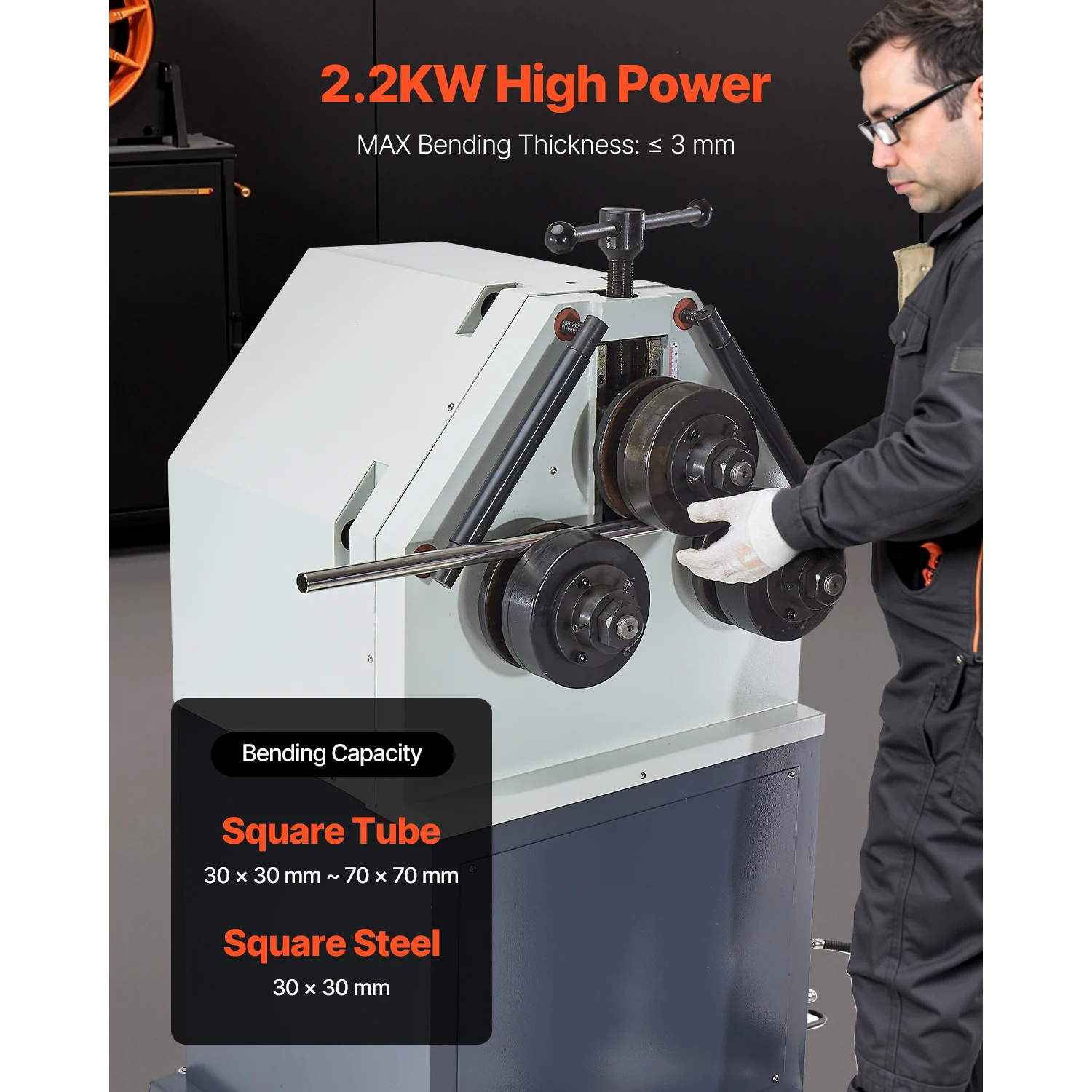 SucceBuy 2.2KW Electric Roll Bending Machine with 180° Maximum Bending Angle Support Horizontal/Vertical Operation (220V 60Hz)
