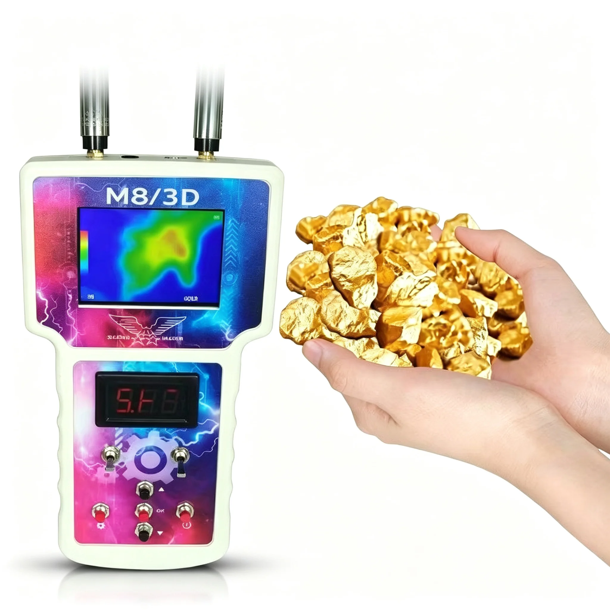M8 3D Underground Metal Detector Long Range Laser Positioning Gold Detector 3D Imaging Treasure Hunter Archaeology Silver Finder