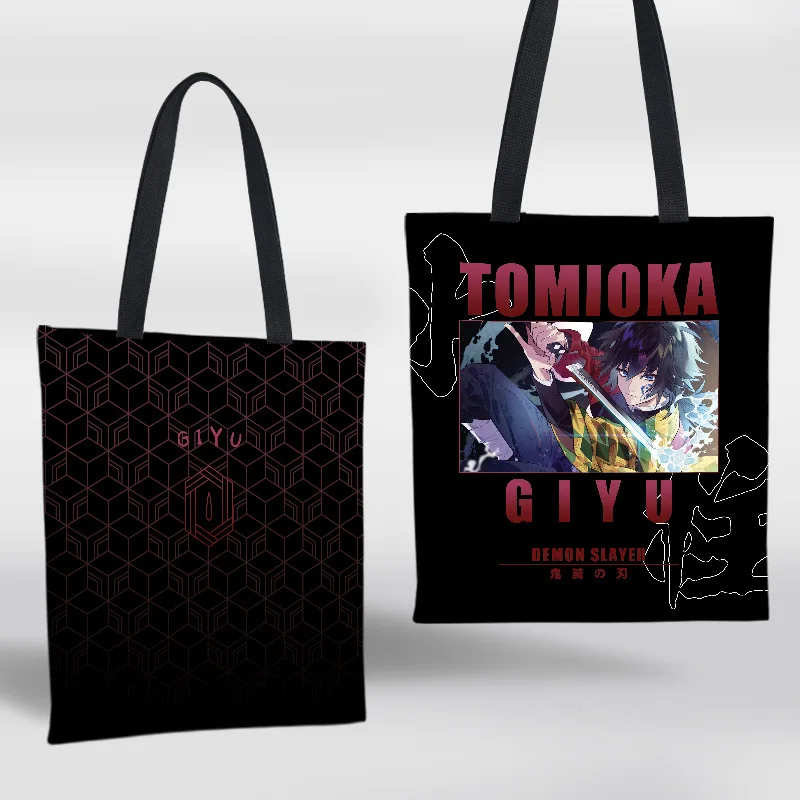 Hot Anime Bag Cute Demon Slayer Rengoku Kyoujurou Kanroji Mitsuri Tokitou Muichirou Canvas Shoulder Bags Handbag 37x33CM