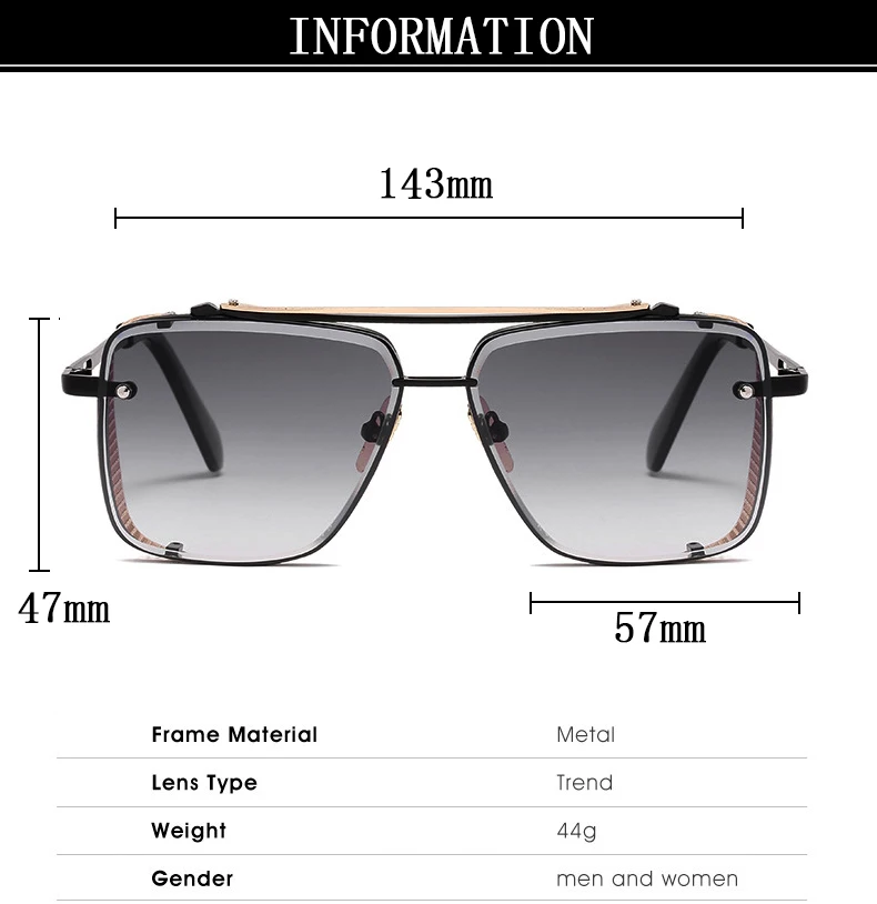 2023 Steampunk Sonnenbrille Für Männer Vintage Punk Sonnenbrille Frauen Trendy Platz Mode Gläser Luxe Gafas De Sol Hombre Zonnebril – Detail 14