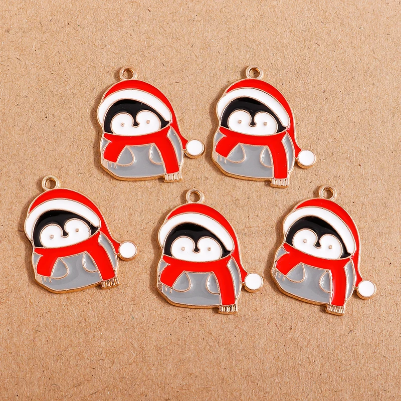 10pcs Mix Cute Enamel Christmas Charms for Jewelry Making Christmas Tree Deer Bell Charms Pendants for Necklaces Earrings Gifts