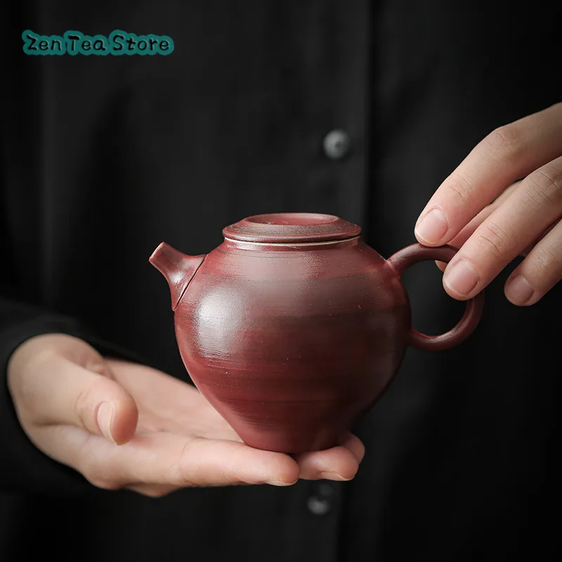 Hawthorn Pink Tea Pot Chinese Retro Wabi-monsoon Kung Fu Tea Set Single Pot Solid Color Tea Pot Household Handmade Pot