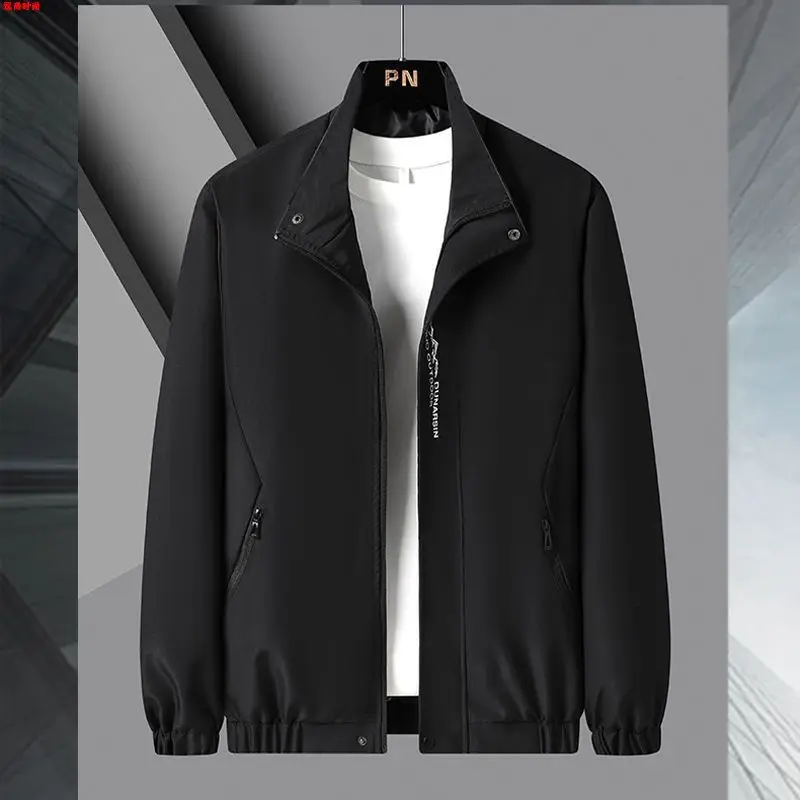 Faionable ربيع الخريف الرجال Jaet رقيقة عارضة Busin Sle ort طول الوقوف طوق القطن مزيج ملابس خارجية #3