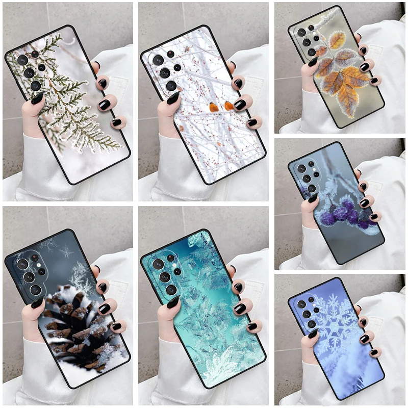 Phone Case For Samsung Galaxy S24 S23 S21fe S22 Ultra Plus Note 10 20 S8 S9 S10 Cover Icey Winter December