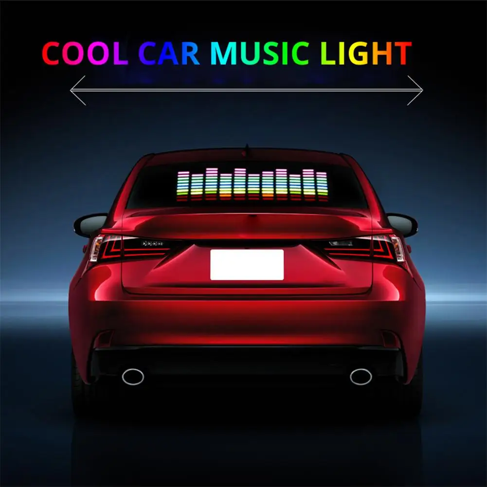 

Car LED Lights Sticker Sound Activated Equalizer Car Light Lamp Box Neon Flash Music Rhythm With Control P8Z0