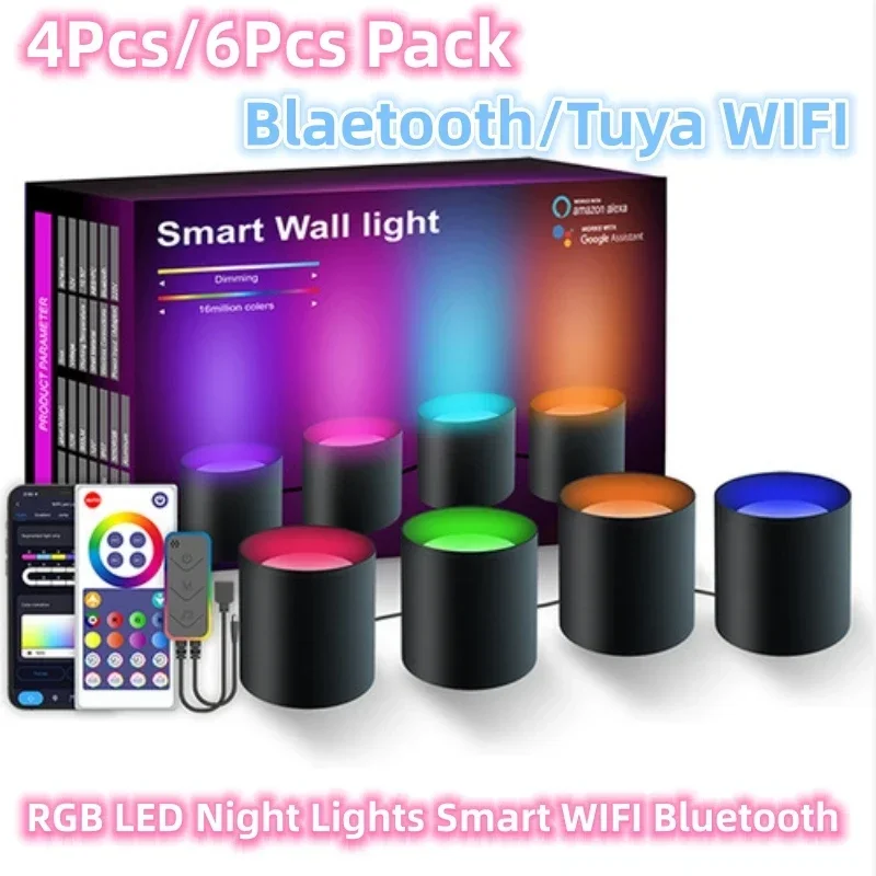 Tuya WIFI Smart LED Wall Light Intelligent Downlight Music Sync Home Decor Work with Alexa APP RGB Multicolor Wall Light Decor