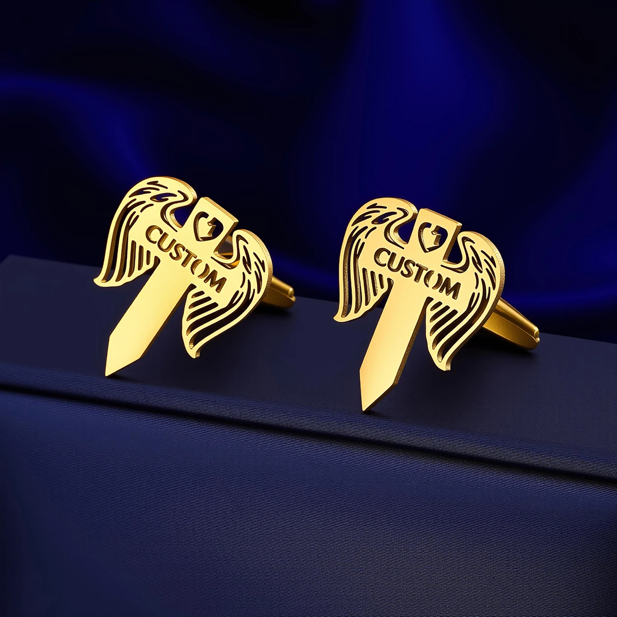 Custom Engrave Angel Wings Cufflinks Memorial Cufflinks Groom Gift For Bride Stainless Steel Jewelry