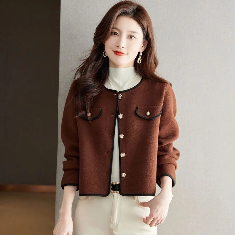 Spring Autumn Small Fragrant Women's Short Coat Outerwear 2026 New Fashion Imitation Woolen Knitted Cardigan Jacket Top