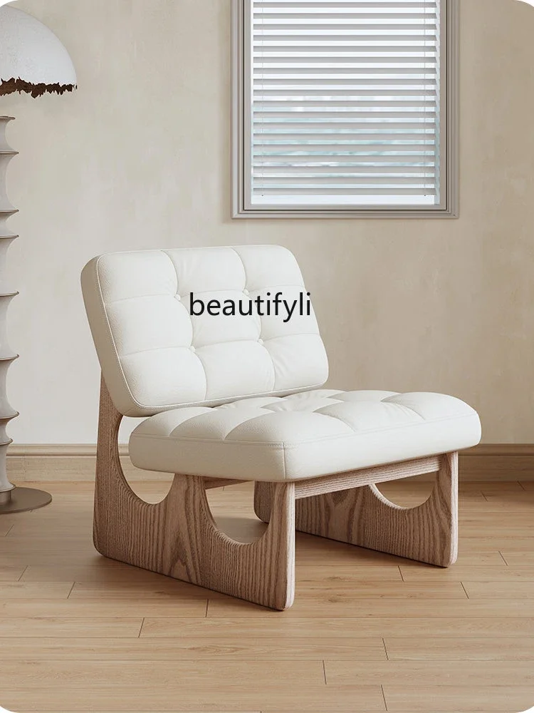 

new Cool Cream Style Living Room Balcony Designer Leisure Single Solid Wood Sofa Chair ss 8617