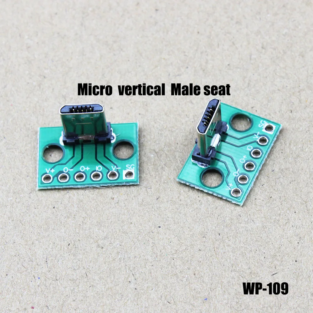 1 szt. pionowe złącze USB MiCroUSB Micro USB 2.0 męskie złącze głowicy PCB konwerter adapter płytka zaciskowa 180 stopni pionowo WP-109