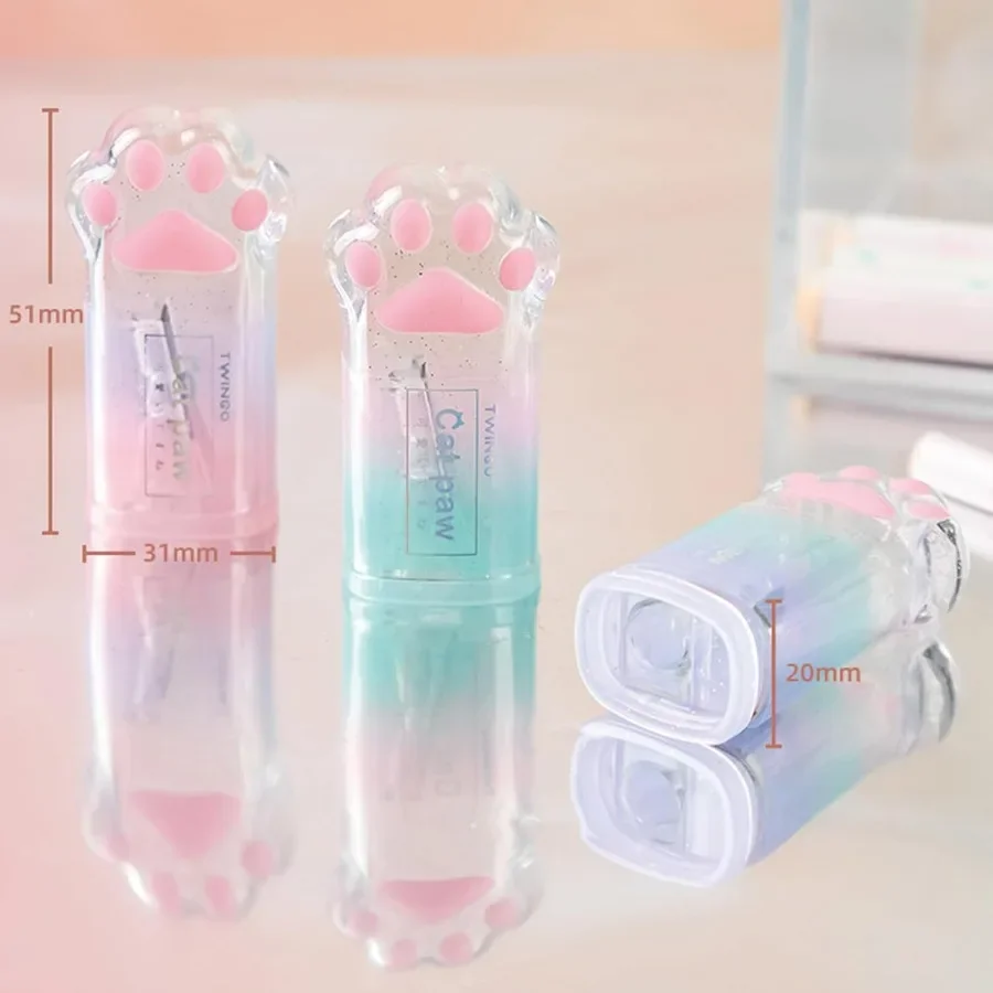 3-delige schattige cartoon kat poot handmatige puntenslijper set voor school- en kantoorgebruik Kawaii plastic puntenslijper ideaal voor meisjes