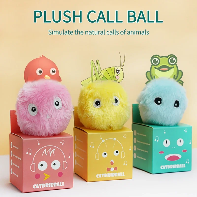 Pet Smart Cat Toys Interactive Ball Plush Electric Catnip Training Toy Kitten Touch Sounding Pet Product Squeak Toy Cat Ball