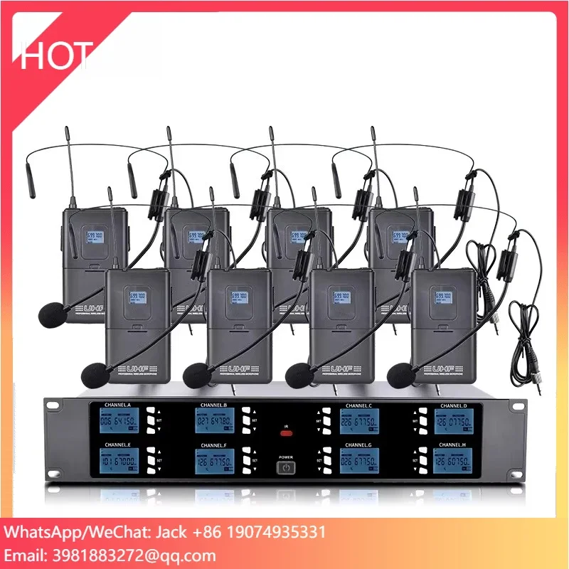 

XTUGA A800 Vocals Recording Streaming Condenser Professional 8 Channel Wireless Microphone System Headset