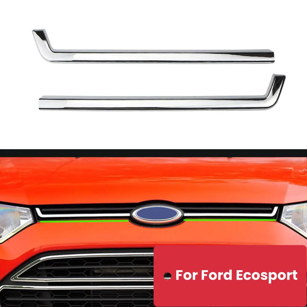 

Car Front Grill Trim Strips for Ford Ecosport 2013 2014 2015 2016 2017 Front Bumper Grille Mesh Trims ABS Chrome Accessories