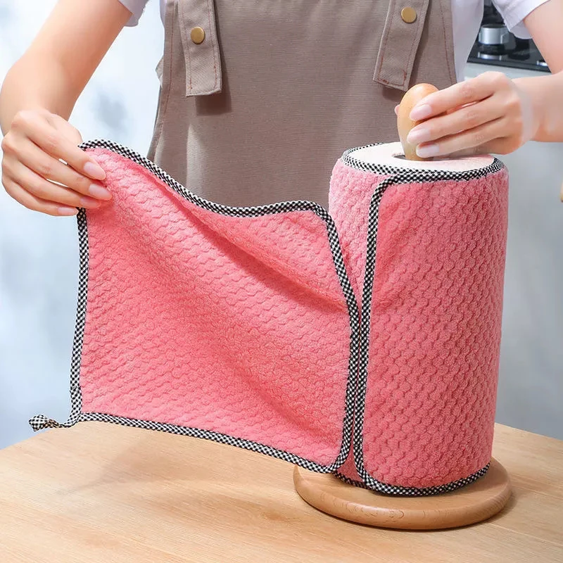 Kitchen Daily Dish Towel Rag Non-Stick Oil-Free Fluff High-efficiency Cleaning Thickened Cloth Color Random