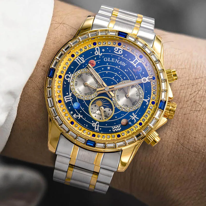 Glenaw High-End Business Fully Automatic Mechanical Multifunctional Men's Watch Fashionable Waterproof Luminous Watch