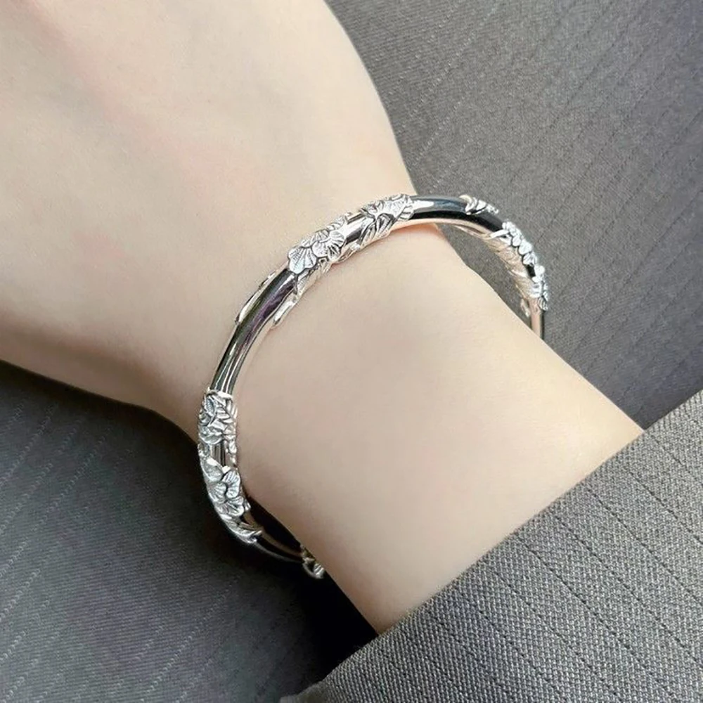 

925 Sterling Silver Bracelets For Women Luxury Original Adjustable Twisted Woven Bangle Party Wedding Jewelry