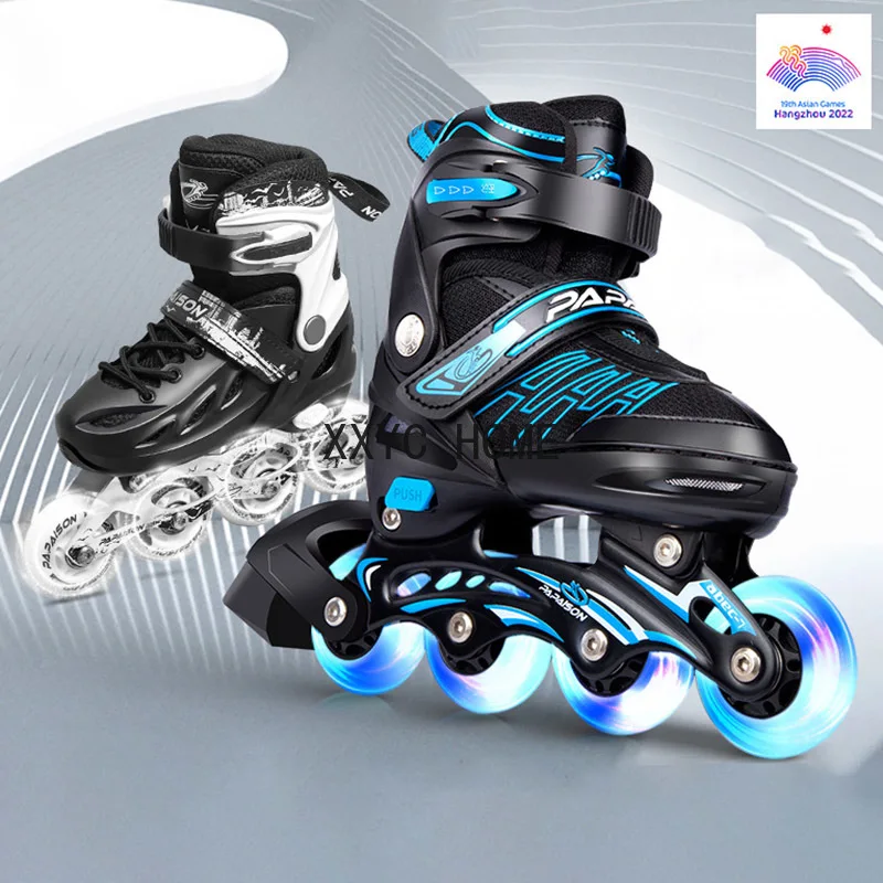 Patines de hielo para principiantes, zapatos de patinaje Flash completo, cuatro ruedas, adultos y niños