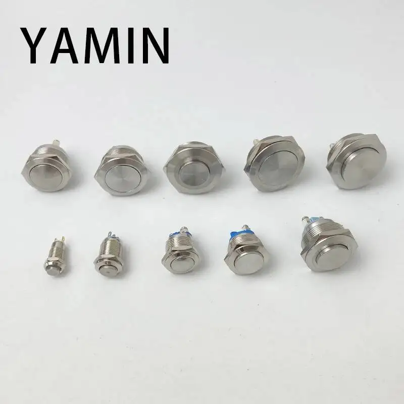8/10/12/16/19/22/30mm Momentary Reset / Lock Latching Metal Push Button Switch Waterproof Screw Pin Welding Foot