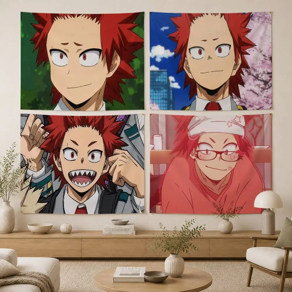 E-Eijiro K-Kirishima Cartoon Flag Digital Printing Banner for Garage Wall Out Door Decoration