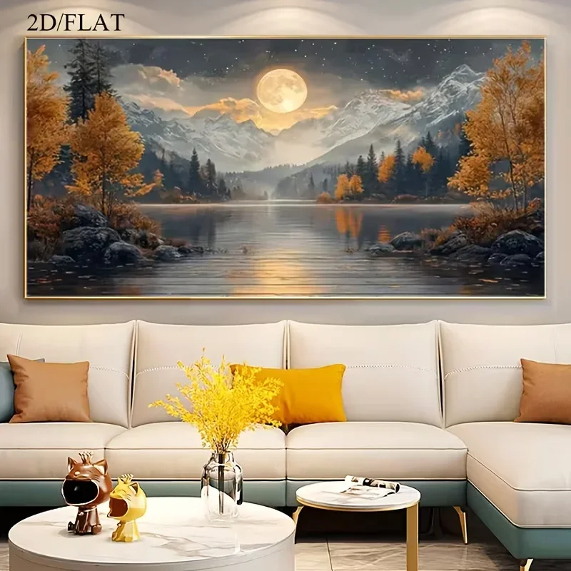 Multiple sizes 1pc frameless Large size Canvas Painting,2D Flat, 1pc Modern Horizontal Frameless Canvas Wall Art - Winter-Ready