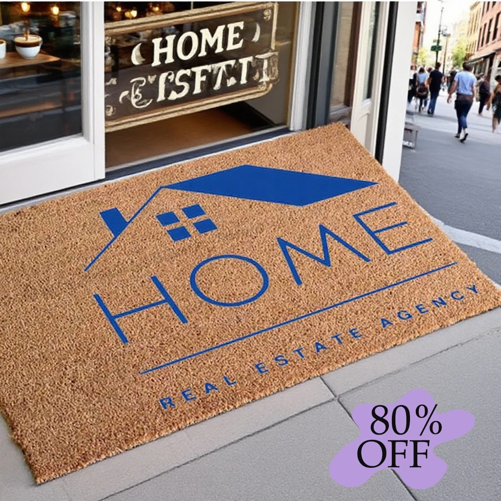 ممسحة بشعار مخصص لكلماتك هنا، حصيرة ترحيب أنيقة ومتينة، بساط سريع الجفاف لمنزل الشرفة والفندق والمؤسسات