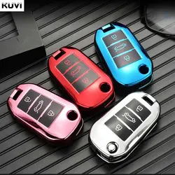 TPU Car Flip Key Case Cover Shell For Peugeot 208 3008 308 508 408 2008 307 4008 For Citroen C4 C3 C6 CACTUS C8 Accessories