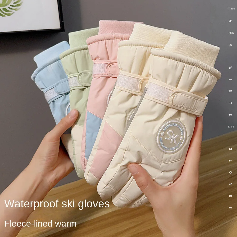

Thermal Touchscreen Skiing Gloves Full Finger Plush Winter Warm Gloves Waterproof Windproof Motorcycle Gloves Mountain Bike