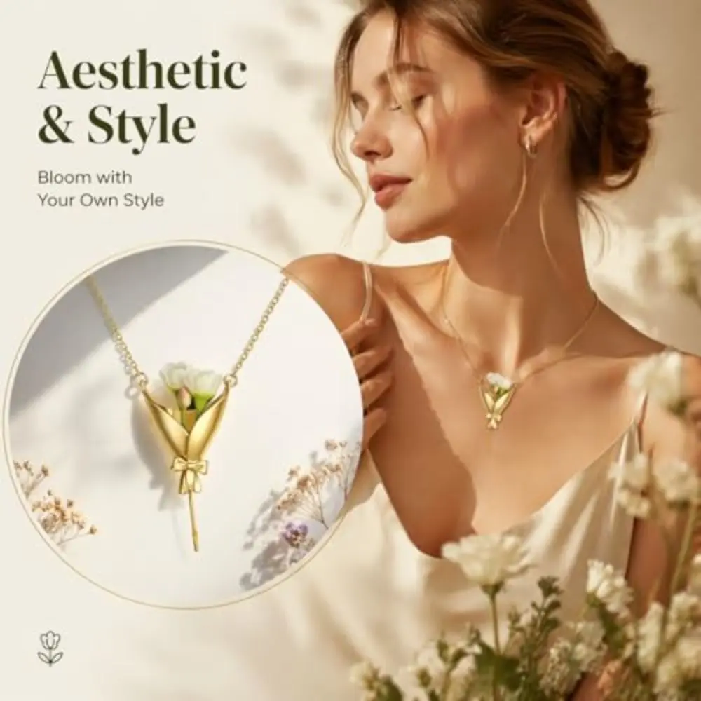 New Vintage Flower Vase DIY Wearable Flower Bouquet Necklaces Artistic Flower Minimalist Vase Pendant
