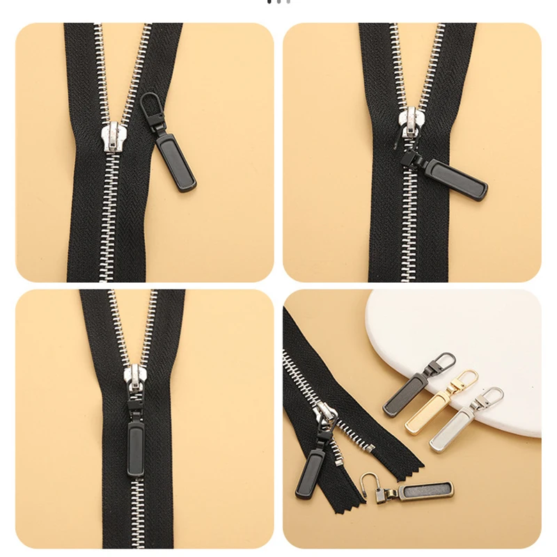 5pcs Metal Zipper Slider Detachable Zipper Repair Kit Zipper Pull For Clothing Jacket DIY Craft Zip Head Sewing Accessories