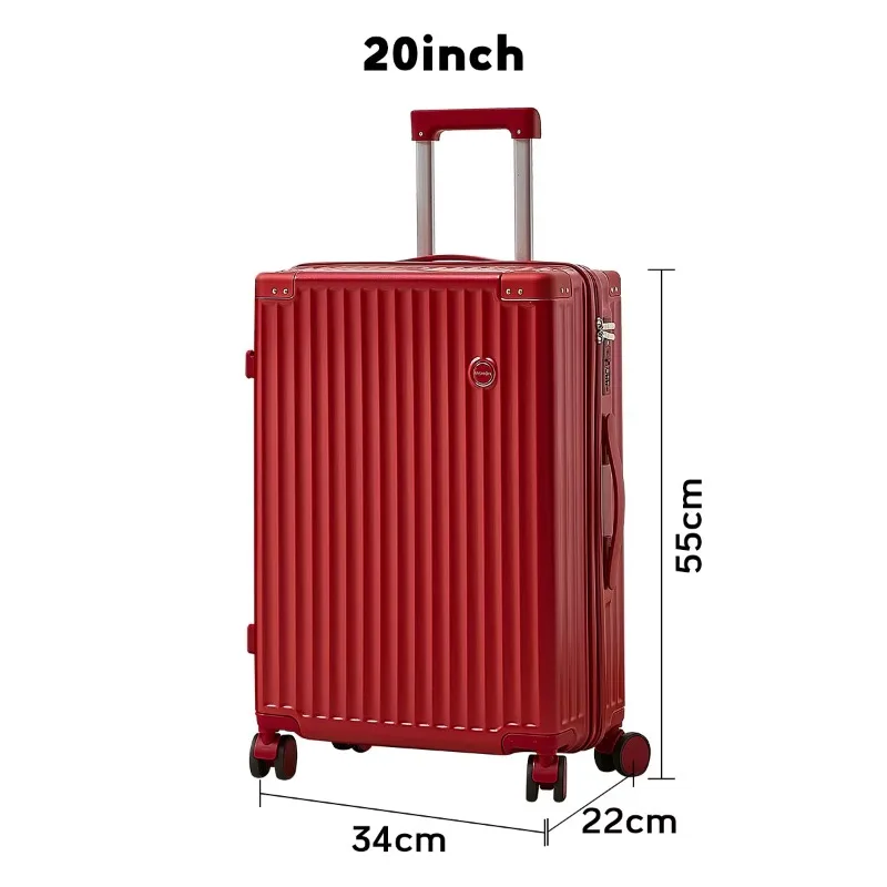 Valise d'embarquement légère rouge unisexe de 20 pouces avec roulette rotative Mini valise à roulettes universelle moderne avec boîte de mot de passe de voyage