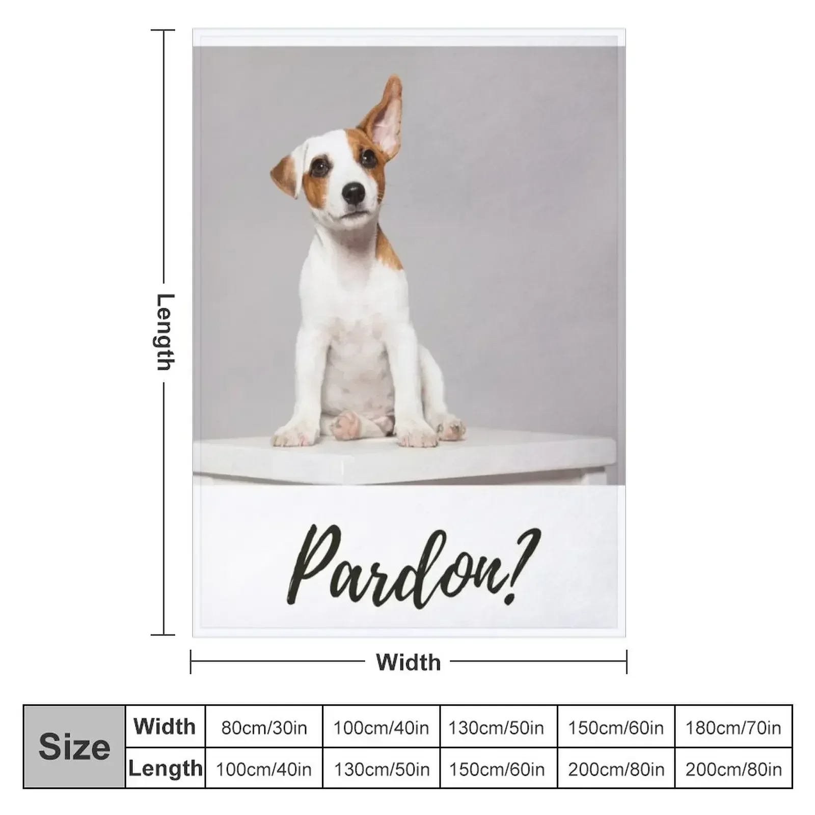 Pardon? Jack Russell Terrier puppy. Sitting. One ear folded over, the other pointed upwards Throw Blanket