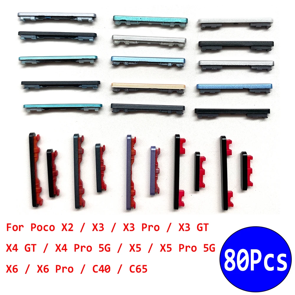 

80 шт., новый для Xiaomi Poco X3 X3 Pro X3 GT X4 Pro 5G X5 X6 X7 Pro X2 X4 GT C40 C65 Кнопки питания + ключ с боковой кнопкой громкости