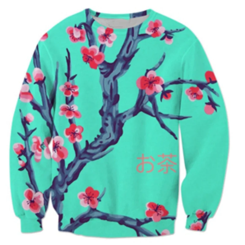 

New 3D Plum Blossom Printed Sweatshirts For Men Casual O-neck Oversized Pullover Tops Fashion Streetwear Autumn And Winter Tops