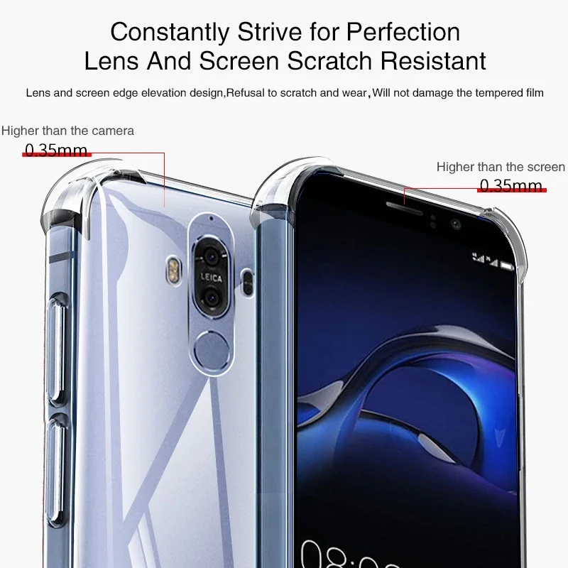 Luxury Airbag Phone Case for Huawei Mate9 Mate 9 Pro 9Pro Soft Clear Coque Silicone Shockproof Thin Back Cover Transparent Funda