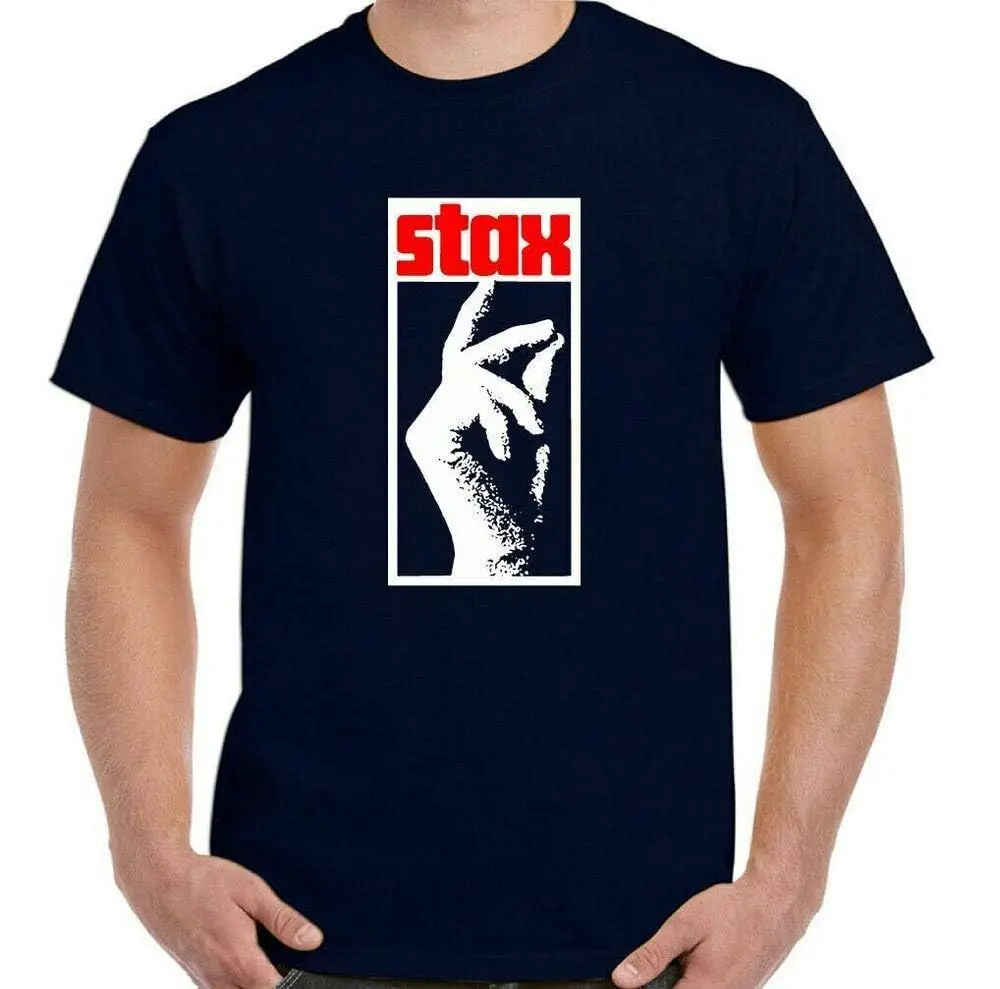 STAX Records T-Shirt Music Label Mens Northern Soul Top Otis Reading Isaac Haye Black One Size Graphic Y2K Summer